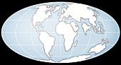 Continents during the Tertiary, illustration