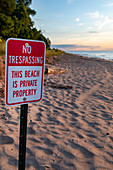 Private beach, Lake Michigan, USA