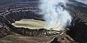 Poas volcano crater lake, illustration