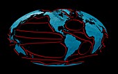 Global ocean currents, illustration