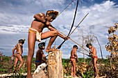 Xingu men hunting, Brazil