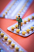 Conceptual image of contraceptive pill for man