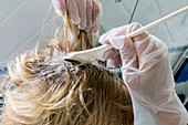 Woman dying her hair