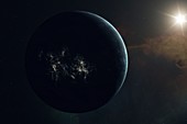 Exoplanet with alien civilisation, illustration