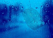 Fingerprint on wet glass, illustration