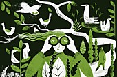 Environmentalist studying nature,illustration