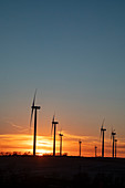Wind turbines at sunset,Missouri,USA
