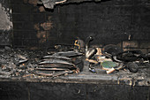 Interior of a burnt home