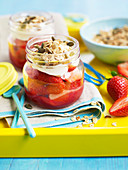 Red berry granola yogurt pots