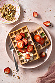 Waffles with strawberries