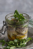 Herring in a jar with flax oil