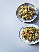 Hühnerhackbällchen mit Quinoa und Curry-Blumenkohl