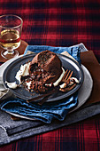 Molten chocolate cakes with sour cream