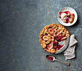 Open-face pear and berry pie