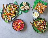 Four carrot ideas - Salad, cupcakes, fries and roasted