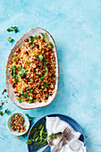 Warm Moroccan carrot and date rice salad