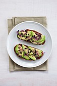 Avocado on toast with sprouts