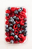 Raspberries and blueberries