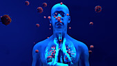 Coronavirus lung infection,conceptual illustration