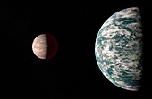 Exoplanet and dwarf, illustration