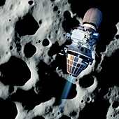 Luna 9 spacecraft approaching lunar surface, composite image