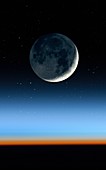 Crescent Moon over Earth's limb, illustration