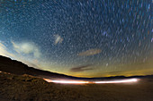 Star trails over Negev Desert, time-exposure image