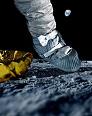 First step on the Moon, illustration