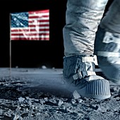 Apollo astronaut walking on the Moon, illustration