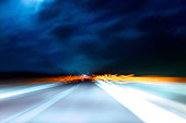Blurred lights on road
