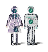 Male and female finances, conceptual image