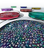 DNA letters in petri dishes, illustration