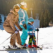 Family on skiing holiday