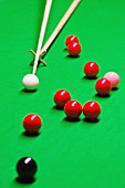 Snooker cue on rest
