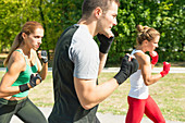 Kickboxing training outdoors