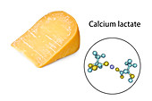 Calcium lactate crystals on cheese, composite image