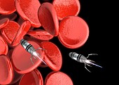 Nanobots in bloodstream, illustration