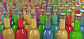 Filled glass bottles, illustration