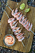 Grilled Shrimp Skewers with sriracha mayonnaise