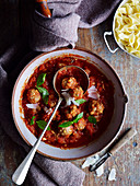 Sicilian Meatballs in Spicy Tomato Sauce (Slow cooking)