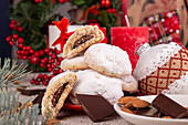 Snowball cookies with a chocolate filling