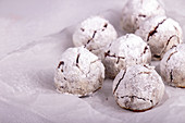 Traditional Russian Christmas almond chocolate snowballs