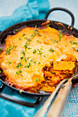 Sweet potato and butternut casserole with minced meat