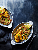 Spiced chicken with lentils