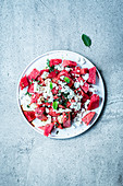 Wassermelonen-Feta-Salat mit Minze