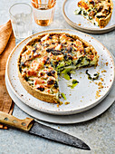 Homity pie with potatoes and spinach