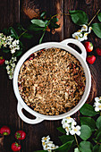 Rhubarb and strawberry crumble