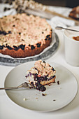 Blueberry crumble cake from an oil dough