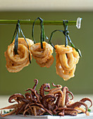 Fried squid rings and octopus