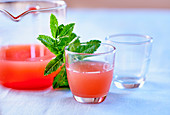 Strawberry juice with fresh mint
